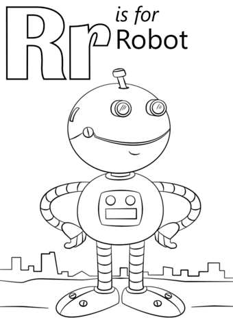 Letter R Is For Robot Coloring Page